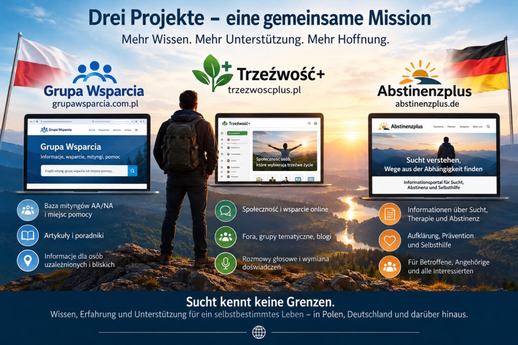 Ilustracja do artykułu: Abstinenzplus.de – Wie aus persönlichen Erfahrungen drei Projekte für Suchtaufklärung und Selbsthilfe entstanden